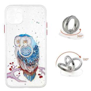 For iPhone 11 Pro Max Colored Drawing Starry Sky Epoxy TPU Shockproof Case with Ring Holder (Owl)