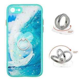 For iPhone SE 2022 / SE 2020 / 8 / 7 Colored Drawing Starry Sky Epoxy TPU Shockproof Case with Ring Holder(Waves)
