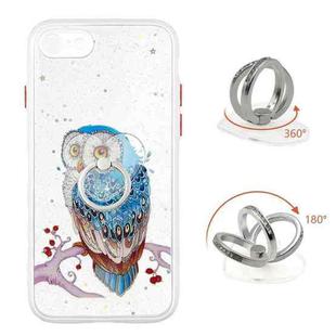 For iPhone SE 2022 / SE 2020 / 8 / 7 Colored Drawing Starry Sky Epoxy TPU Shockproof Case with Ring Holder(Owl)