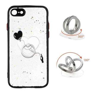 For iPhone SE 2022 / SE 2020 / 8 / 7 Colored Drawing Starry Sky Epoxy TPU Shockproof Case with Ring Holder(Heart)