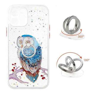 For iPhone 12 Pro Colored Drawing Starry Sky Epoxy TPU Shockproof Case with Ring Holder(Owl)