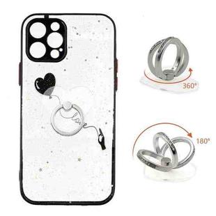For iPhone 12 Pro Colored Drawing Starry Sky Epoxy TPU Shockproof Case with Ring Holder(Heart)