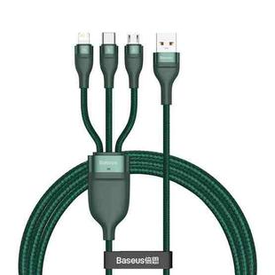 Baseus CA1T3-06 66W USB to 8 Pin + Micro USB + USB-C / Type-C Flash Series Fast Charging Data Cable, Cable Length: 1.2m(Dark Green)