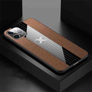 For iPhone 11 Pro XINLI Stitching Cloth Textue Shockproof TPU Protective Case(Brown)