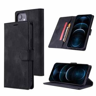 For iPhone 13 mini TAOKKIM Skin Feel Calf Texture Horizontal Flip PU Leather Case with Holder & Card Slots & Photo Frame & Wallet (Black)