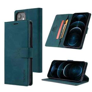 For iPhone 13 mini TAOKKIM Skin Feel Calf Texture Horizontal Flip PU Leather Case with Holder & Card Slots & Photo Frame & Wallet (Blue)