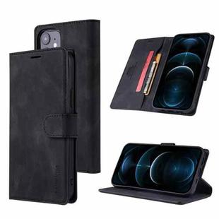 For iPhone 13 TAOKKIM Skin Feel Calf Texture Horizontal Flip PU Leather Case with Holder & Card Slots & Photo Frame & Wallet(Black)