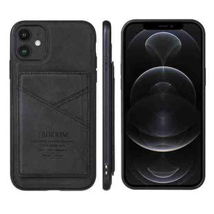 For iPhone 13 mini TAOKKIM Retro Matte PU Leather + PC + TPU Shockproof Back Cover Case with Holder & Card Slot (Black)