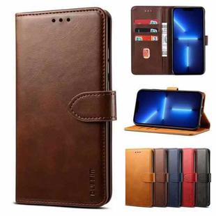 For iPhone 13 Pro GUSSIM Business Style Horizontal Flip Leather Case with Holder & Card Slots & Wallet (Brown)