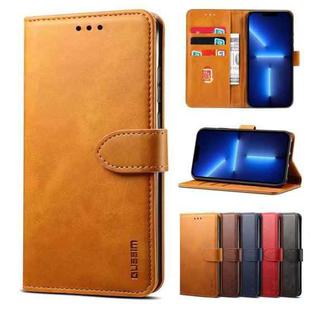 For iPhone 13 Pro GUSSIM Business Style Horizontal Flip Leather Case with Holder & Card Slots & Wallet (Khaki)