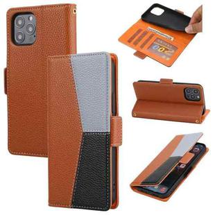 For iPhone 13 Litchi Texture Color Matching Horizontal Flip Leather Case with Card Slots & Holder & Wallet & Photo Frame(Brown)