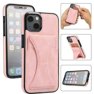 For iPhone 13 mini Ultra-thin Shockproof Protective Case with Holder & Metal Magnetic Function (Rose Gold)