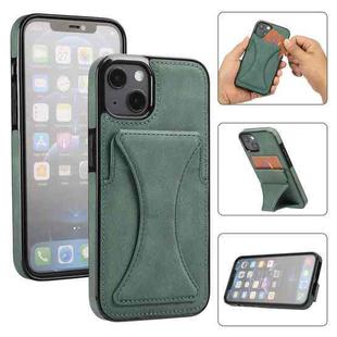 For iPhone 13 mini Ultra-thin Shockproof Protective Case with Holder & Metal Magnetic Function (Green)