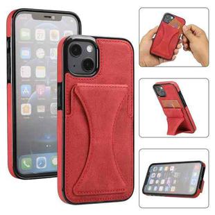 For iPhone 13 Ultra-thin Shockproof Protective Case with Holder & Metal Magnetic Function(Red)