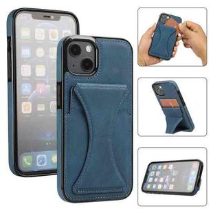 For iPhone 13 Ultra-thin Shockproof Protective Case with Holder & Metal Magnetic Function(Blue)