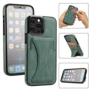 For iPhone 13 Pro Ultra-thin Shockproof Protective Case with Holder & Metal Magnetic Function (Green)
