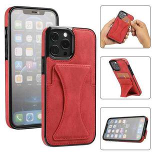 For iPhone 13 Pro Max Ultra-thin Shockproof Protective Case with Holder & Metal Magnetic Function (Red)