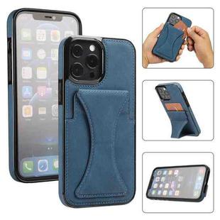 For iPhone 13 Pro Max Ultra-thin Shockproof Protective Case with Holder & Metal Magnetic Function (Blue)