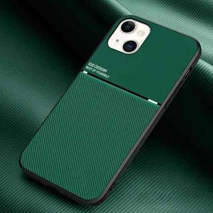 For iPhone 13 Classic Tilt Strip Grain Magnetic Shockproof PC + TPU Case(Green)