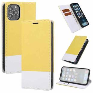 For iPhone 13 mini Cross Texture Color Matching Strong Magnetic Horizontal Flip Leather Case with Card Slots & Holder & Wallet (Yellow)