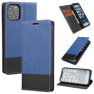 For iPhone 13 mini Cross Texture Color Matching Strong Magnetic Horizontal Flip Leather Case with Card Slots & Holder & Wallet (Blue)