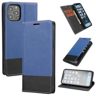 For iPhone 13 Cross Texture Color Matching Strong Magnetic Horizontal Flip Leather Case with Card Slots & Holder & Wallet(Blue)