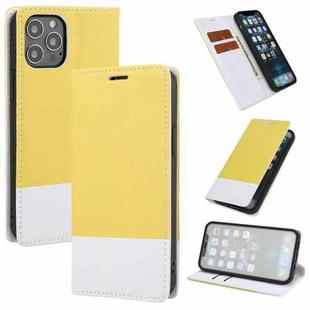 For iPhone 13 Pro Max Cross Texture Color Matching Strong Magnetic Horizontal Flip Leather Case with Card Slots & Holder & Wallet (Yellow)