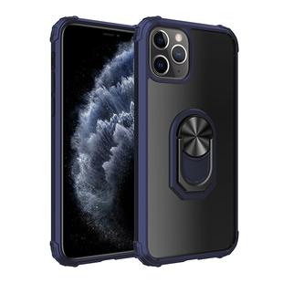For iPhone 11 Pro Max Shockproof  PC + TPU Protective Case with 360 Degree Rotating Ring Holder(Blue)