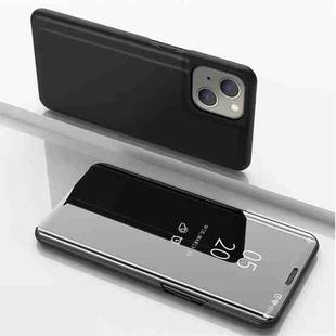 For iPhone 13 mini Plated Mirror Horizontal Flip Leather Case with Holder (Black)