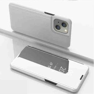 For iPhone 13 mini Plated Mirror Horizontal Flip Leather Case with Holder (Silver)