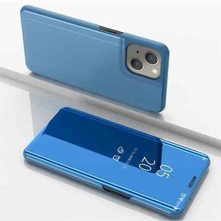 For iPhone 13 mini Plated Mirror Horizontal Flip Leather Case with Holder (Blue)