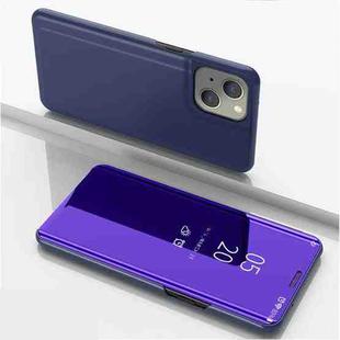 For iPhone 13 mini Plated Mirror Horizontal Flip Leather Case with Holder (Purple Blue)