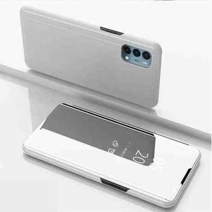 Plated Mirror Horizontal Flip Leather Case with Holder For OnePlus N200 5G(Silver)