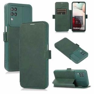 Push Window Double Buckle PU + Silicone Horizontal Flip Leather Case with Holder & Card Slot For Samsung Galaxy A12(Green)