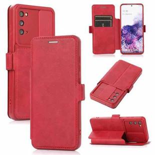 Push Window Double Buckle PU + Silicone Horizontal Flip Leather Case with Holder & Card Slot For Samsung Galaxy S20 5G(Red)