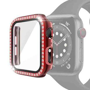 Electroplating PC Single Row Diamond Protective Case with Tempered Glass Film For Apple Watch Series 3 & 2 & 1 42mm(Red)