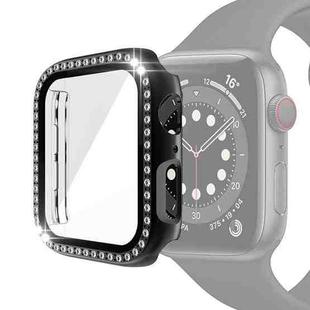 Electroplating PC Single Row Diamond Protective Case with Tempered Glass Film For Apple Watch Series 3 & 2 & 1 42mm(Black)