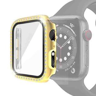Electroplating PC Single Row Diamond Protective Case with Tempered Glass Film For Apple Watch Series 3 & 2 & 1 42mm(Gold)