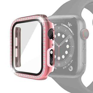 Electroplating PC Single Row Diamond Protective Case with Tempered Glass Film For Apple Watch Series 3 & 2 & 1 42mm(Rose Pink)