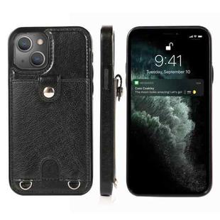 For iPhone 13 Shockproof PU Leather + TPU Protective Case with Card Slot & Lanyard(Black)