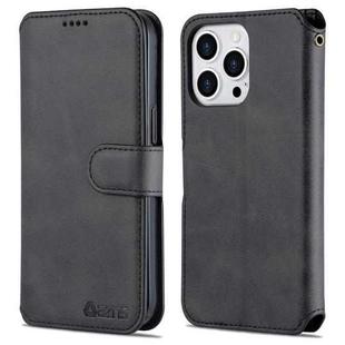 For iPhone 13 Pro AZNS Calf Texture Horizontal Flip Leather Case with Holder & Card Slots & Wallet & Photo Frame (Black)