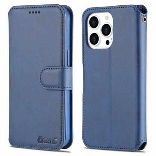 For iPhone 13 Pro Max AZNS Calf Texture Horizontal Flip Leather Case with Holder & Card Slots & Wallet & Photo Frame (Blue)