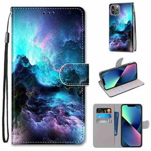 For iPhone 13 mini Coloured Drawing Cross Texture Horizontal Flip PU Leather Case with Holder & Card Slots & Wallet & Lanyard (Colorful Clouds)