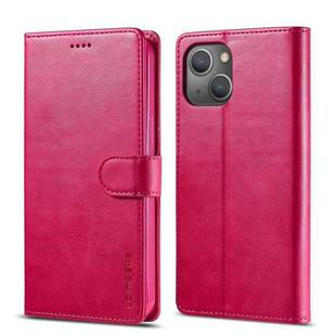 For iPhone 13 LC.IMEEKE Calf Texture Horizontal Flip Leather Case with Holder & Card Slots & Wallet(Red)