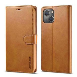 For iPhone 13 LC.IMEEKE Calf Texture Horizontal Flip Leather Case with Holder & Card Slots & Wallet(Yellow)