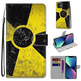 For iPhone 13 mini Coloured Drawing Cross Texture Horizontal Flip PU Leather Case with Holder & Card Slots & Wallet & Lanyard (Yellow Black Logo)
