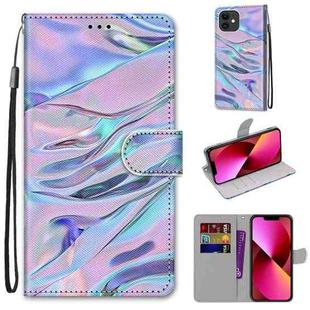 For iPhone 13 Coloured Drawing Cross Texture Horizontal Flip PU Leather Case with Holder & Card Slots & Wallet & Lanyard(Fluorescent Water Texture)