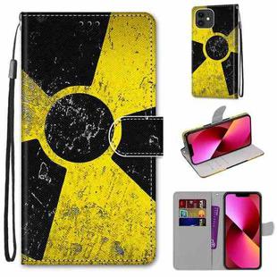 For iPhone 13 Coloured Drawing Cross Texture Horizontal Flip PU Leather Case with Holder & Card Slots & Wallet & Lanyard(Yellow Black Logo)