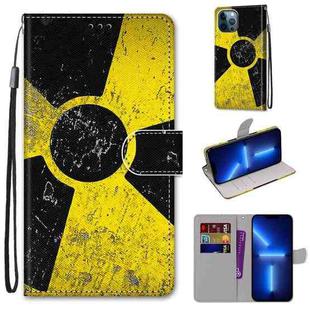For iPhone 13 Pro Coloured Drawing Cross Texture Horizontal Flip PU Leather Case with Holder & Card Slots & Wallet & Lanyard (Yellow Black Logo)