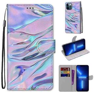 For iPhone 13 Pro Max Coloured Drawing Cross Texture Horizontal Flip PU Leather Case with Holder & Card Slots & Wallet & Lanyard (Fluorescent Water Texture)